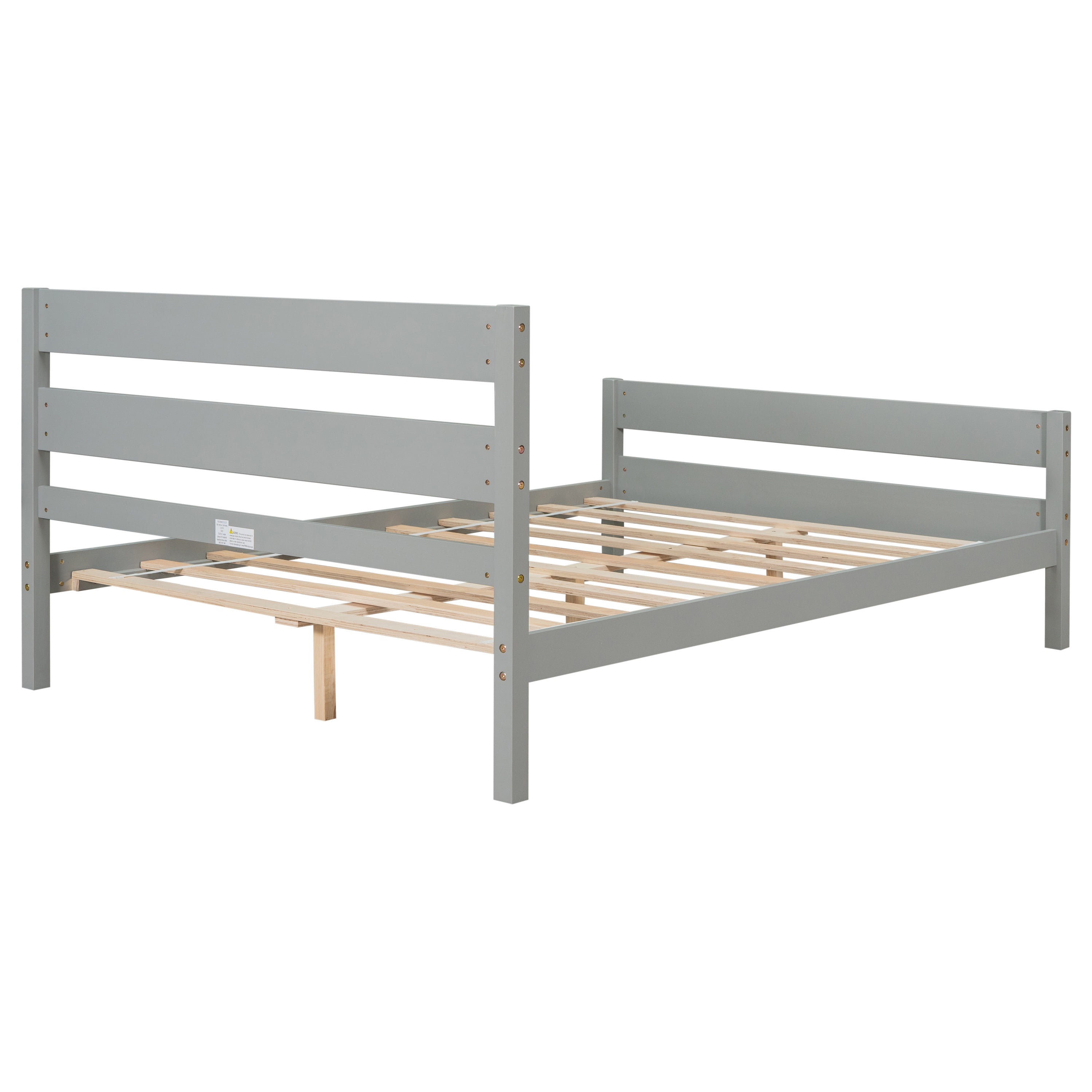 Bellemave Full Bed Frames,Wood Platform Bed with Headboard and Footboard, Full Size Sleigh Bed with Wood Slat Support, No Box Spring Needed (Gray)