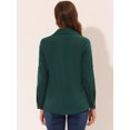 thumbnail image 4 of Túnica informal Allegra K de manga 3/4 con cuello en punta y plisado para mujer Verde oscuro XL, 4 of 5