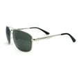 thumbnail image 3 of Mens Narrow Rectangle Spring Hinge Luxe Officer Metal Rim Sunglasses Silver - Green, 3 of 4