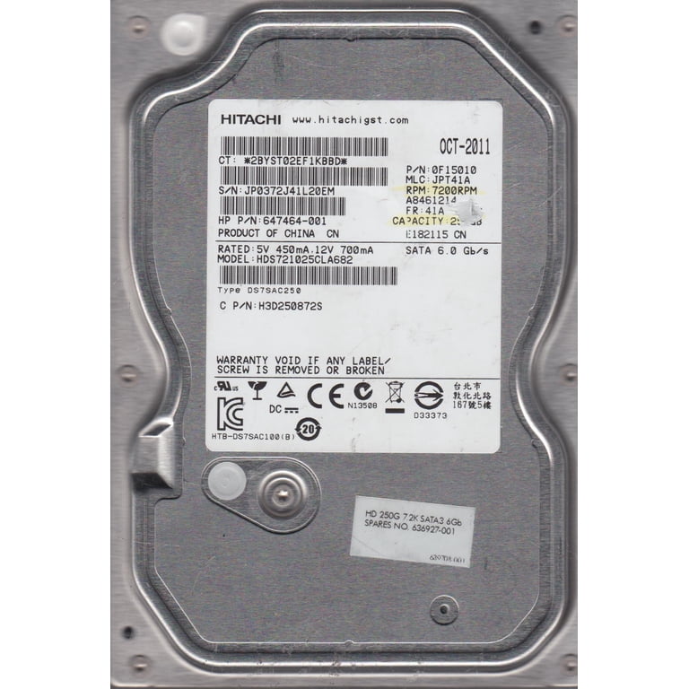 HDS721025CLA682, PN 0F15010, MLC JPT41A, Hitachi 250GB SATA 3.5