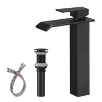 Waterfall Single Hole Single-Handle Bathroom Vessel Sink Faucet in Matte Black