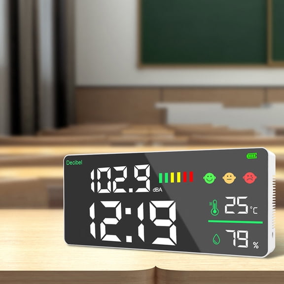 Noise meter,Environment Indoor Wall Noise Decibel Sound Temperature Meter Meter Wotao Meter Meter Environment Mounted Screen Tester Sound Meter Temperature Decibel Sound Meter La