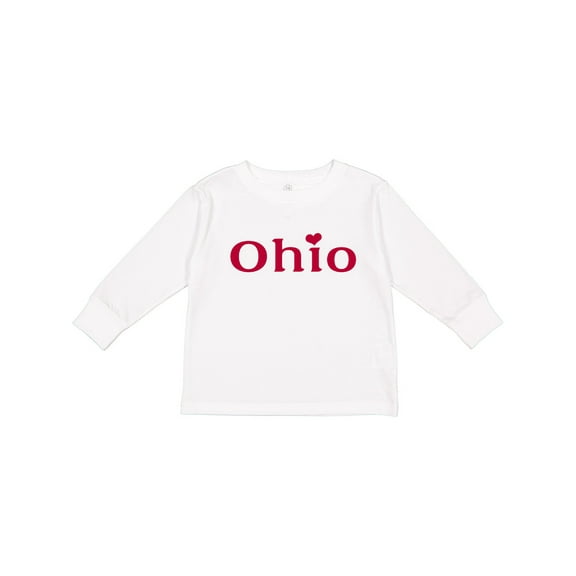 Inktastic Ohio in Red Text with Heart Boys or Girls Long Sleeve Toddler T-Shirt