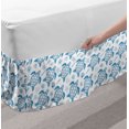 thumbnail image 2 of Turtle Bed Skirt, Subaquatic Animals Illustration Monochrome Sea Turtle and Shells Ocean Elements, Elastic Bedskirt Dust Ruffle Wrap Around for Bedding Decor, 4 Sizes, Blue and White, by Ambesonne, 2 of 2