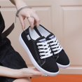 thumbnail image 5 of Women Low Top Canvas Sneakers, Lace Up Lightweight Casual Daily Walking Flat Fashion Shoes, 5 of 8