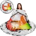 thumbnail image 2 of Fleece Blanket Sushi Roll Wrap Blanket Round Throw Blanket Funny Realistic Food, 2 of 9