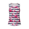 thumbnail image 3 of Picia Dark Blue Stripes and Flamingos Pattern Women's Workout Tank Top,Breathable Activewear,Slim Fit Athletic Top,Versatile Workout Moisture-wicking top-XX-Large, 3 of 9