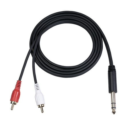 Deyuer Professional 6.35mm Male to Dual RCA Male Audio Cable HiFi Stereo Aux Adapter for Mixer Black