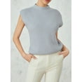 thumbnail image 5 of Douhoow Women Sweater Vest Sleeveless Mock Neck Knit Tops Solid Color Loose Crop Top, 5 of 8