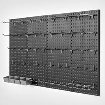 4-Piece Metal Pegboard Panel Set, 24 x 12 Inch Garage Wall Organizer for Tool Storage, Durable Steel Pegboard