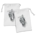 thumbnail image 1 of Skull Fabric Pouch Set of 2, Contemporary Illustration of Smokey Grungy Dark Horror Style Devil Evil Print Art, Small Drawstring Bag for Toiletries Masks and Favors, 9" x 6", Grey White, by Ambesonne, 1 of 2