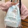 thumbnail image 4 of Aesthetic School Backpack with Lace Bow, Lace Trim School Backpack with Side Bowknot, Lightweight Computer Bag for Middle School College, Blue, 4 of 8