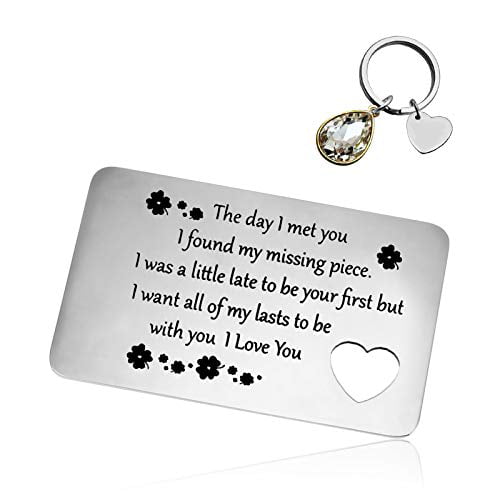 Engraved Wallet Card Insert Anniversary Present for Men or Women Never Forget That I Love You Stainless Steel Wallet Card for Boyfriend Husband Him Birthday Wedding Deployment Gifts Cards for Couples 