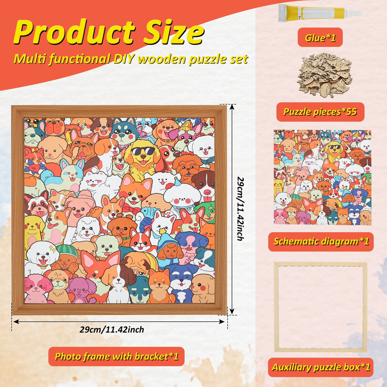 NUAHRHY DIY Wooden Animal Puzzle Frame, Coloring Animal Doodling Jigsaw Puzzle with 12 Color Marker Pens, Creative Art Craft Set, Educational Cartoon Doodling Puzzle Activity