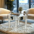 thumbnail image 4 of Wisfor Indoor Modern Mirrored with Diamonds MDF/ Glass Round End Table, Sliver, 4 of 14