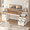 Brown+Antique White, variant on Computer Desk with 3 Drawer & Storage Shelves, Home Office Desk with File Drawer & Cabinet, Writing Study Table with Long Monitor Stand & Printer Shelf, Executive Desk, White