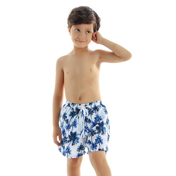 Family Matching Leaves Print Father Son Swim Trunks and Boys Quick Dry Swimwear Bathing Suits