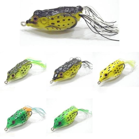 5 Hollow Body Topwater Frog Fishing Lures, Soft Weedless Baits with High-Resolution Detail for Bass and Predator Fishing
