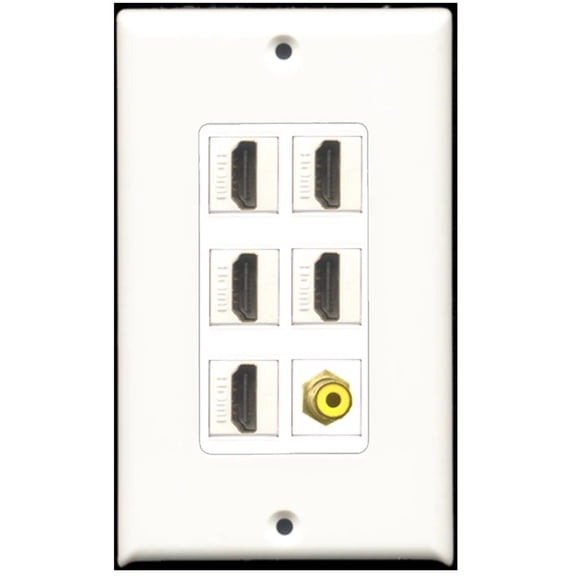 Ultra Spec Cables 5 Port HDMI 1 RCA Yellow Wall Plate DecorZ