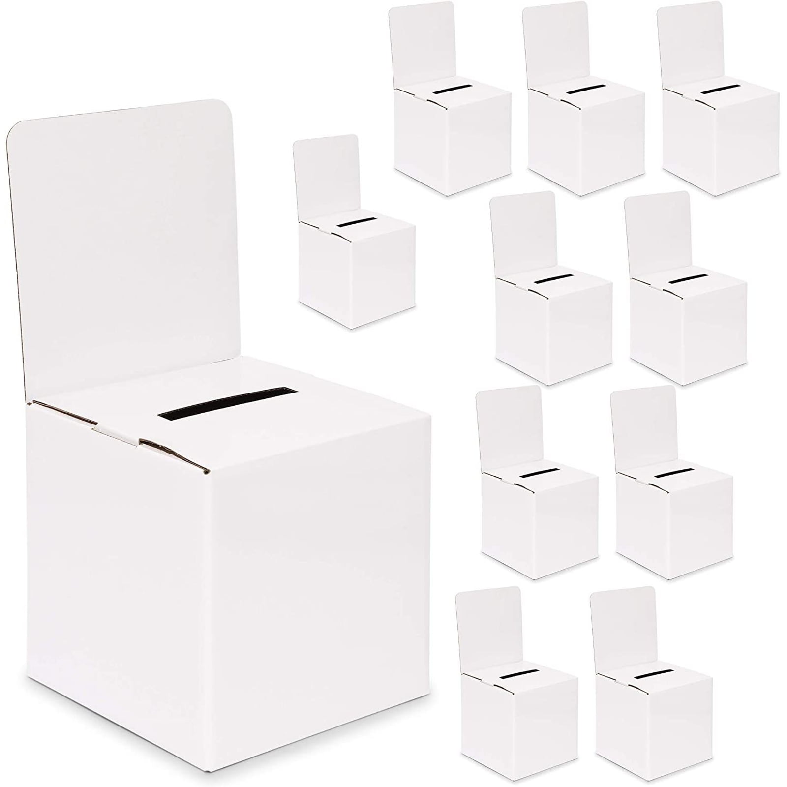 10-Pack Ballot Box for Voting Raffles Donations, Sturdy Cardboard Box with 3 Blank Printable Sticker Sheets