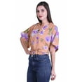 thumbnail image 3 of Moomaya Printed Boxy Sleeve Tops For Women V-Neck Elastic Waist&nbsp;Kimono Top, 3 of 5