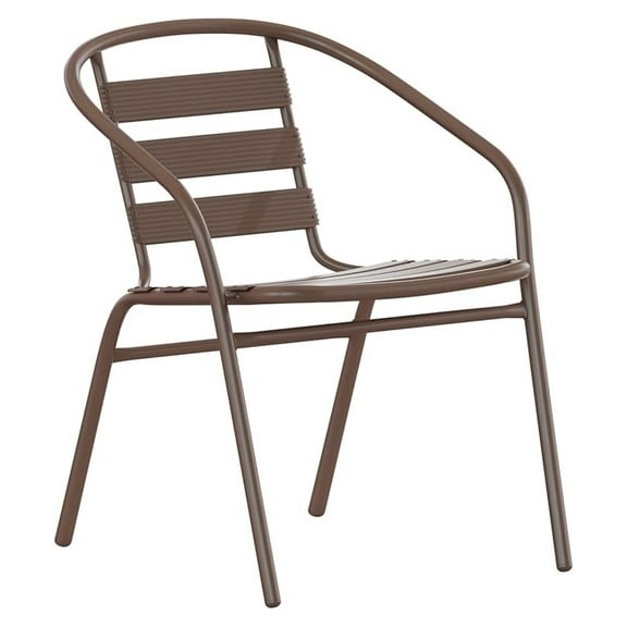 Lila Bronze Metal Restaurant Stack Chair with Metal Slats