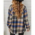 thumbnail image 4 of Sarapandan Women Plaid Shirt Button Down 2 Pockets Design Soft Breathable Women Long Sleeve Shirt Jacket for Autumn Winter Yellow Blue S, 4 of 6