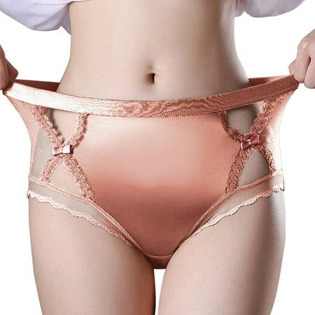 YWDJ Panties for Women Breathable Lace Lightweight No Show S Breathable Comfortable Soft and Sexy Lace Satin Underwear Red L