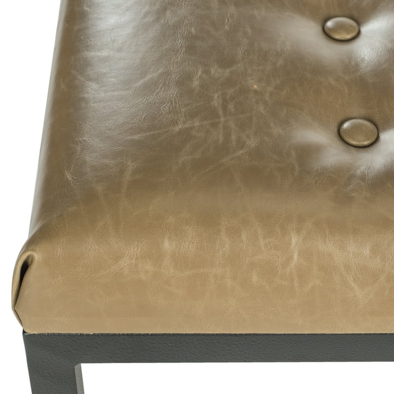 SAFAVIEH Reynolds Contemporary Modern Glam Tufted Bench Tan Black