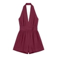 thumbnail image 7 of FAHUOMU Women's Rompers Halter Neck Sleeveless Summer Outfits Solid Color Lightweight Breathable Casual Jumpsuits Overalls, 7 of 7