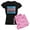 With Pink Camo Pant, variant on - Abstract Paint Splatter Transgender Pride Flag Pajamas - Women's Short Sleeve Print T-Shirt and Pants Dark Cotton Pajama Set