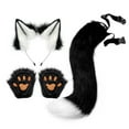 thumbnail image 1 of 4Pcs Plush Ears and Tail Set Gloves Adjustable Costume Anime Cosplay Furry black, 1 of 6