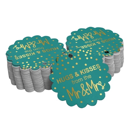 Inkdotpot 50 Pack Real Gold Foil Paper Tags Hugs & Kisses From The Wedding Favor Hang Tags