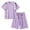 2-Purple, variant on Women's Summer Scrub Patient 2 Piece Outfits Round Neck Short Sleeve and Elastic Waist Bermuda Shorts Detachable Easy Take off Soft Comfort Basic Two Piece Short Outfits 2-Purple XXL