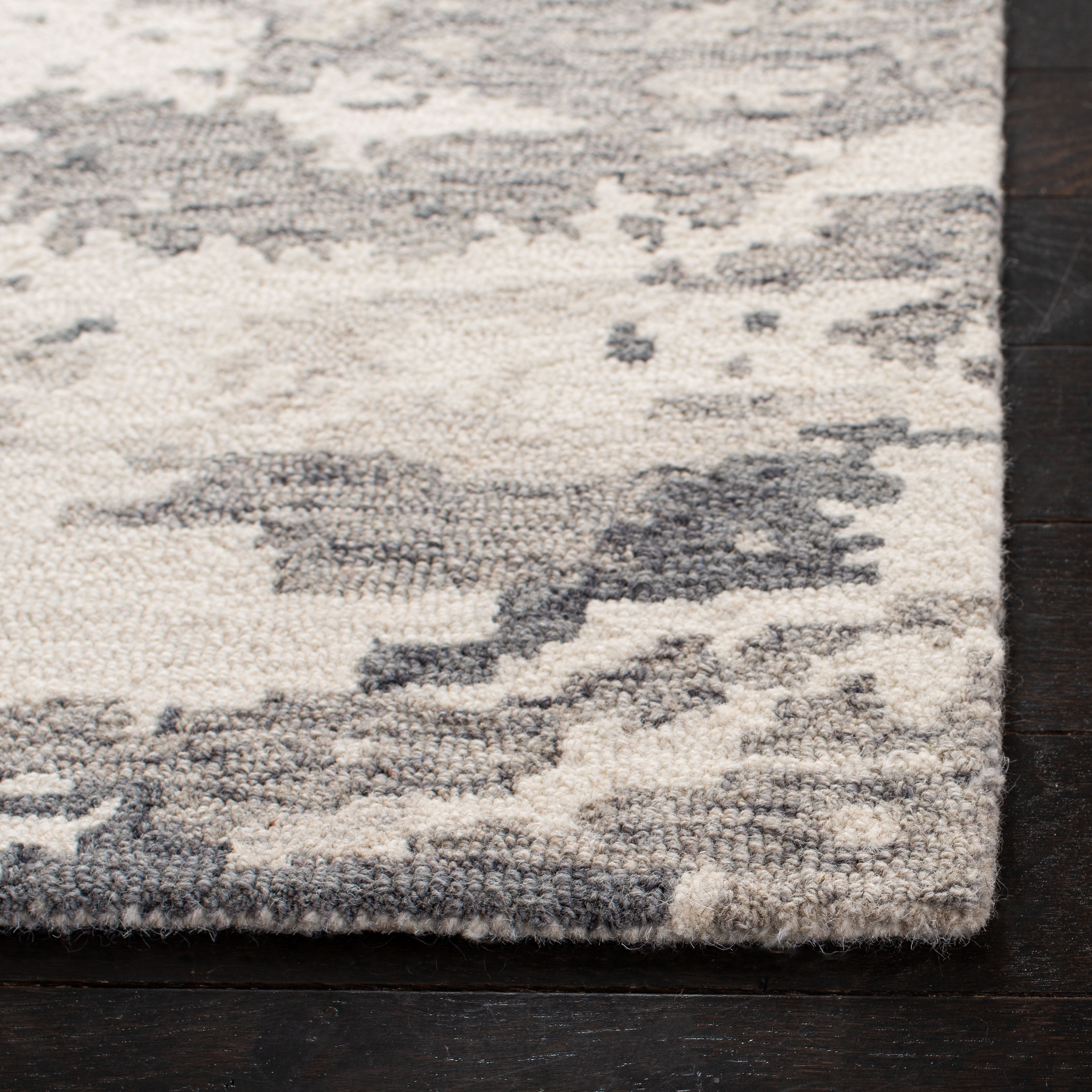 SAFAVIEH Abstract Seachlann Abstract Wool Area Rug, Charcoal/Ivory, 11' x 15'
