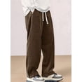 thumbnail image 5 of Mens Corduroy Casual Pants Fashion Loose Fit Wide Leg Straight Sweatpants Elastic Waist Drawstring Brown M, 5 of 10