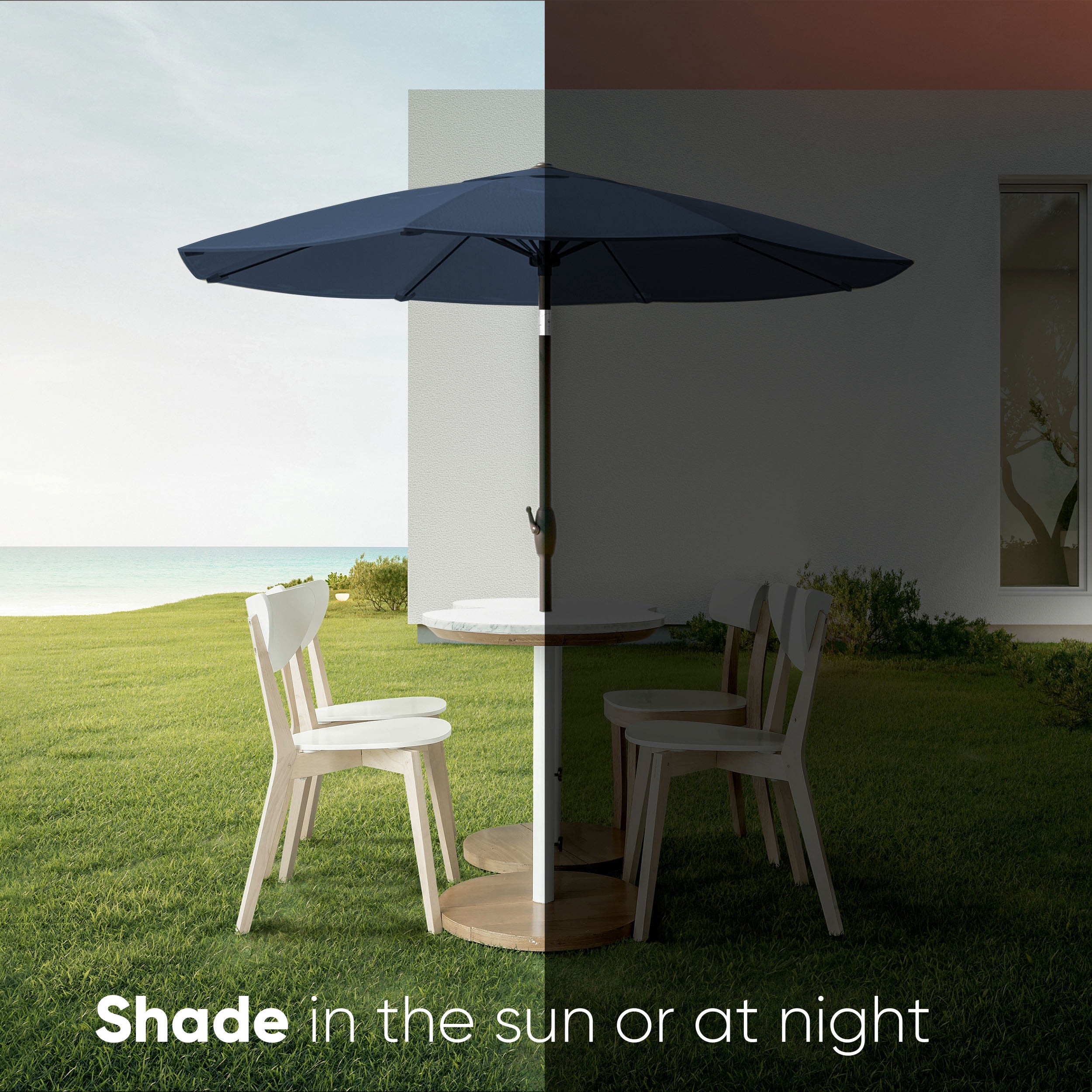 Above 9' Patio Market Outdoor Umbrella Quickswap with Rib Replacement Technology, Navy