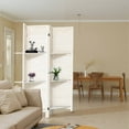 thumbnail image 3 of Dovelina 4 Panel Freestanding Room Divider with Shelves, 5.6Ft Wood Privacy Screens, Warm White, 3 of 8