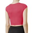 thumbnail image 3 of J. METHOD Women's Short Sleeve Scoop Neck Crop Top Solid Basic Casual Cropped T Shirts NEWT18 Coral L, 3 of 6