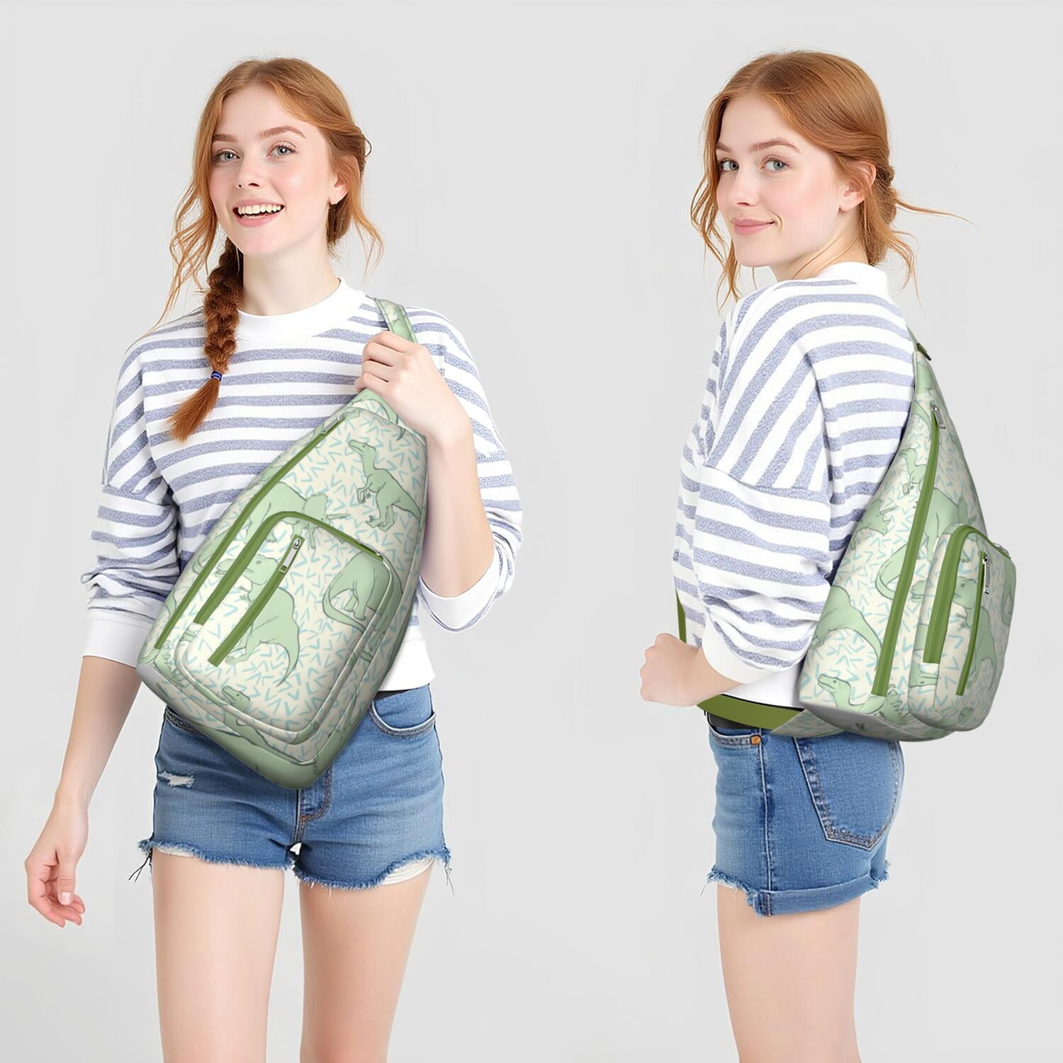 Cartoon Dino Sling Bag&nbsp;- Cute Dinosaur Print Crossbody Pack (Perfect Gift)