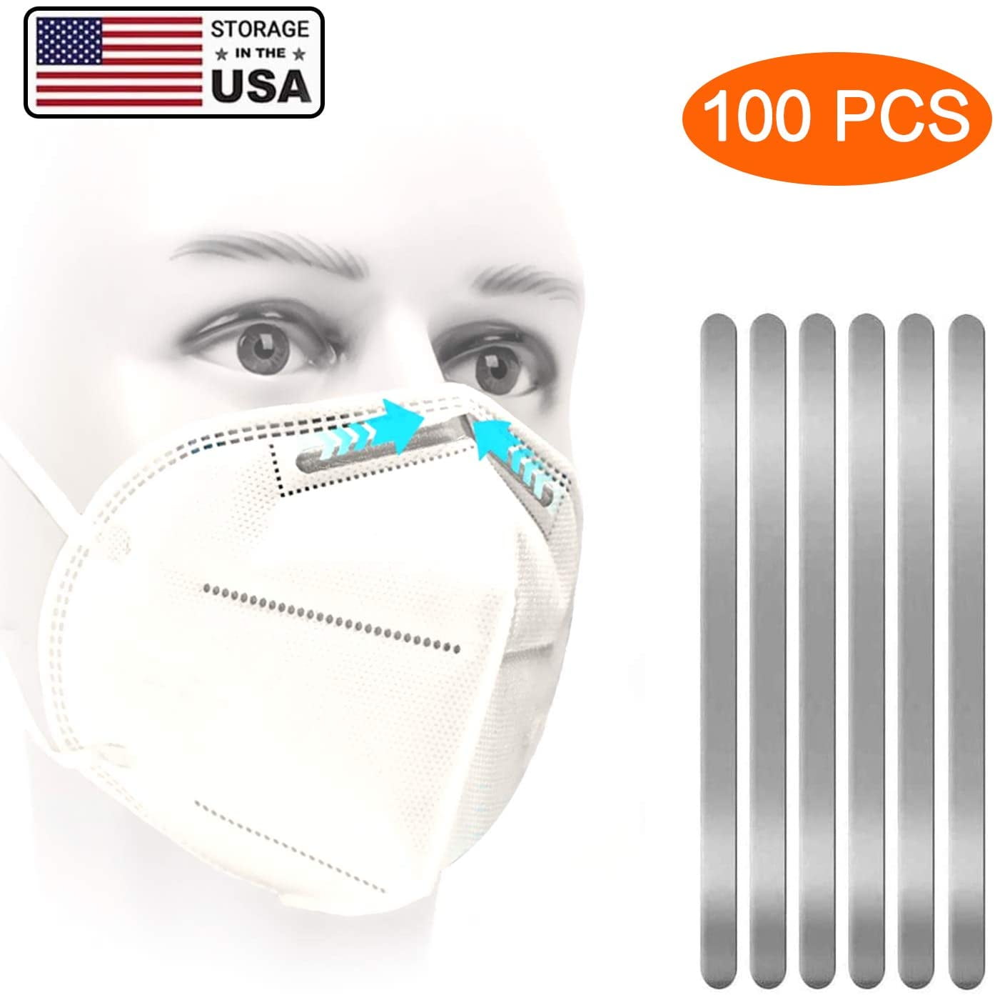 100PCS Flexed and Adjusted Freely Without Fatigue or Stress on The Skin Aluminum Strips Straps Nose Bridge Strip for DIY Mask Handmade Crafting Making Nose Bridge Clip Aluminum Strip Nose Bridge 