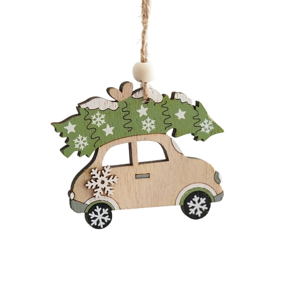 2026 Christmas Home Party Decoration Wooden Car Accessories Christmas Tree Ornaments Christmas Decorations Festive Wood Chip Ornaments Christmas Celebration Party Supplies