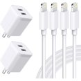 thumbnail image 1 of wonima44 USB Wall Charger, [MFi Certified] iPhone Charger Lightning Cable 6FT(4PACK) Fast Charging Data Sync Cords Dual Port USB Plug Compatible with iPhone 12/mini/Pro/Max/11/Pro/Xs/XR/X/8/7/Plus, 1 of 1