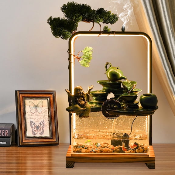Desktop Water Fountain Indoor Relaxation Desktop Water Fountain Fish Tank D??cor For The Living Room, Corridor, Entrance, Study