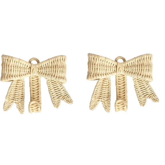Aximioll 2-Piece Rattan Bow Wall Hooks 5.12 in, Handwoven Hooks with Bow Detail, Woven Wall Hooks for Girls Room Nursery Entryway and Bedroom Decor