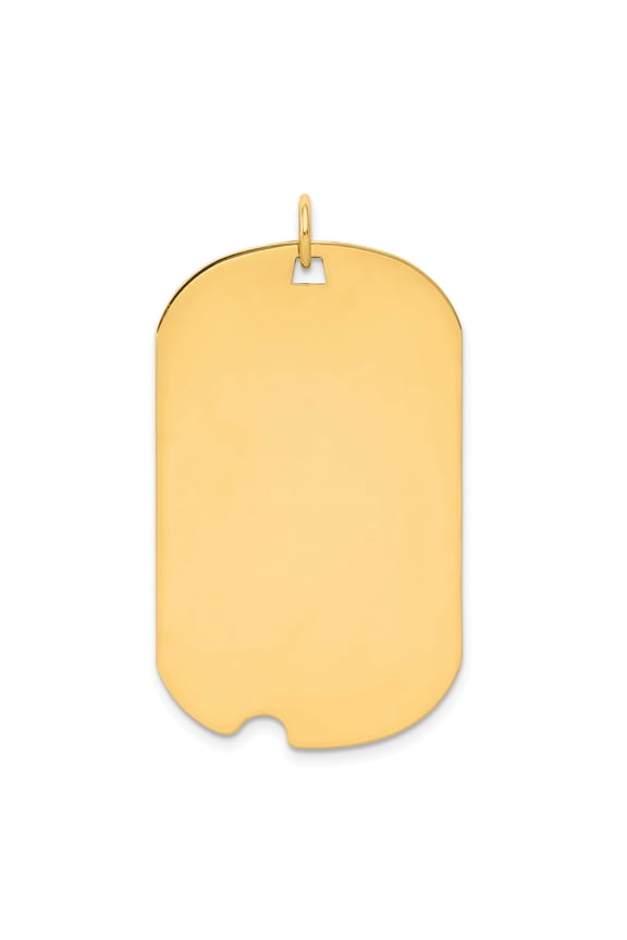 14k Plain .011 Gauge Engravable Dog Tag w/Notch Disc Charm in 14k Yellow Gold