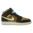 thumbnail image 2 of Nike Air Jordan 1 Mid SE GS Boys Shoes Size 7, Color: Cacao Wow/Luminous Green, 2 of 5