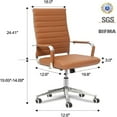 thumbnail image 3 of Okeysen Office Desk Chair Upgraded Mid-Back Leather Chairs Ergonomic Conference Room Swivel Adult, Brown, 3 of 6