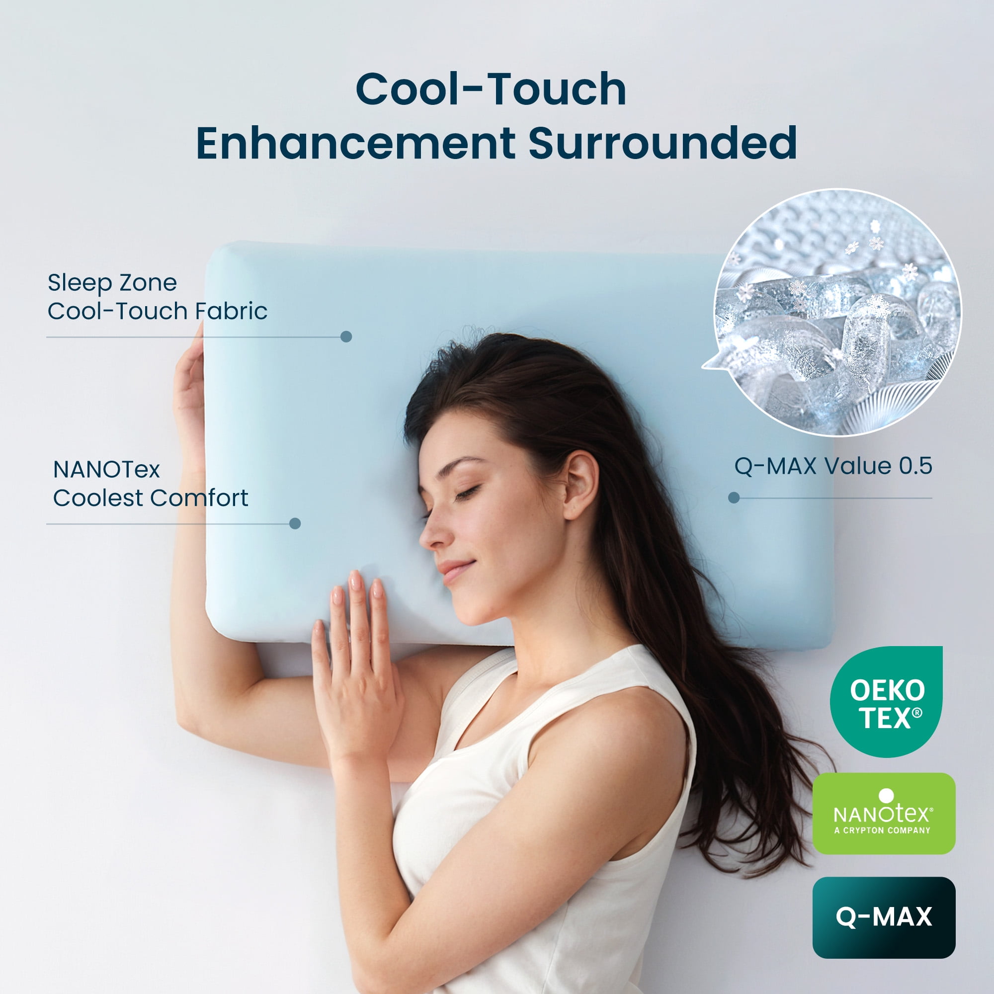 SLEEP ZONE Cooling Memory Foam Pillow Medium Firm Support for Back, Stomach and Side Sleepers (Blue, King, 2 Pack)
