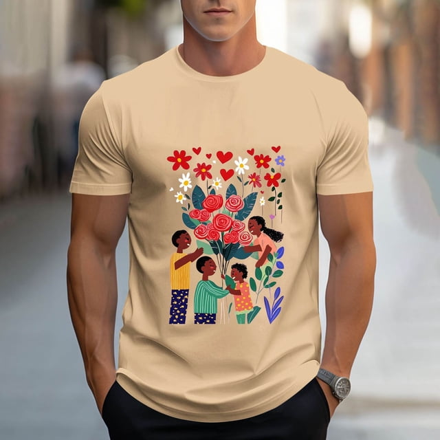 Tops para hombre, blusas y camisas de cuello redondo y manga corta para hombre, camisetas deportivas con estampados casuales para el Día de la Madre, blusas de cuello redondo y manga corta, blusas de